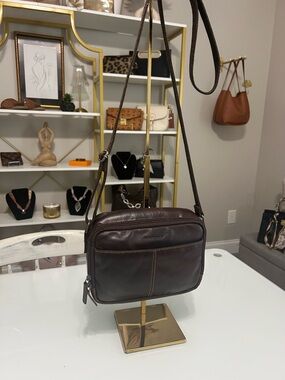 Jack Georges Dark Brown Leather Crossbody Bag
